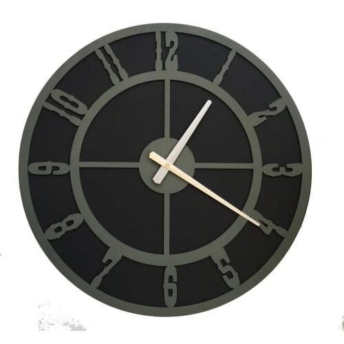 North Designed Nero Mildew Green Circle Decorative Wall Clock 48 Cm