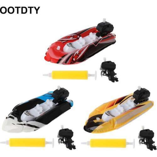 Baby Toy Kid Clockwork Wind Up Inflatable Boat Ship Play Water Bathroom Bath Toy