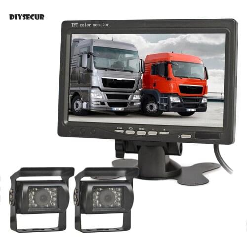 DIYSECUR AHD 7" TFT LCD Car Monitor Rear View Monitor 2 x Waterproof IR Night Vision 1080P AHD Camera for Bus Houseboat Truck