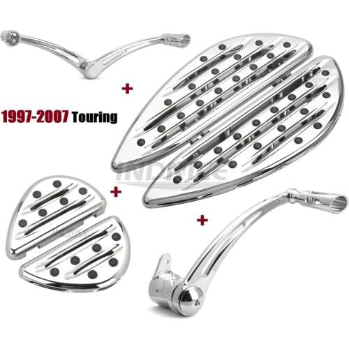 For harley Chrome Deep edge cut floorboards brake shifter levers Touring Road king FLHR 1997-2007 cvo ultra