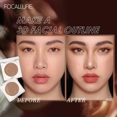 FOCALLURE Matte Brown Bronzer Contouring Power Palette For Face Soft Powder Texture Easy to Blend Contouring Face Makeup TSLM1