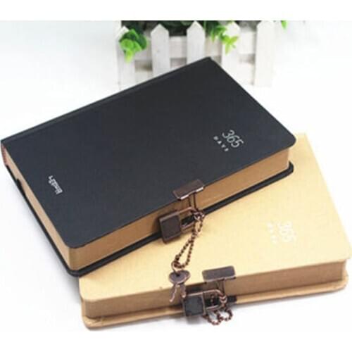 Classic Hardcopy Kraft Blank 365Days Diary with Lock Year Planner Notebook Personal Diary Journal Writing Notepad Black