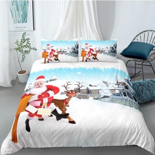 3D Duvet Cover Set Bedding Set comforter Case Pillow Covers Double Single Full Twin King Queen Size Father Christmas Bedding Set