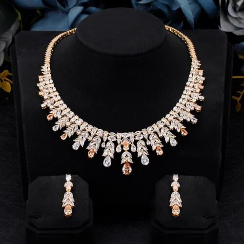 Luxury Women Wedding Jewelry Set Water Drop Cubic Zirconia High Quality Saudi Arabia Bridal Engagement Accessories The Best Gift
