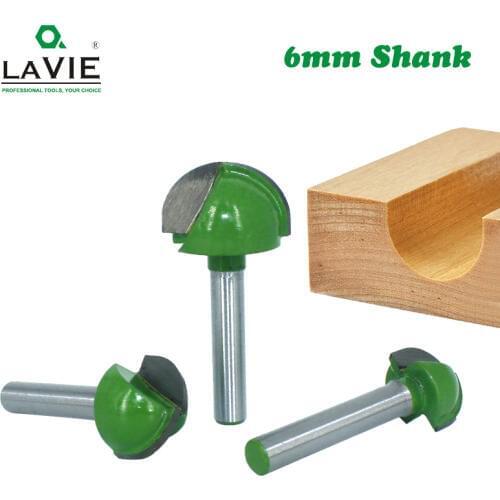 LA VIE 1pc 6mm Shank Ball Nose End Mill Round Nose Cove CNC Milling Bit Radius Core Box Solid Carbide Router Bit Tools MC06001