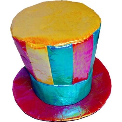 Adults Colorful Clown Hat Flat Top Clown Cap Sports Magic Hats Cosplay Costume Props Party Dress Christmas Halloween