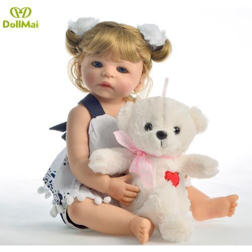 Bebe doll reborn 57cm full Silicone reborn baby doll reborn toddler girl babies Bonecas kid menina de silicone dol