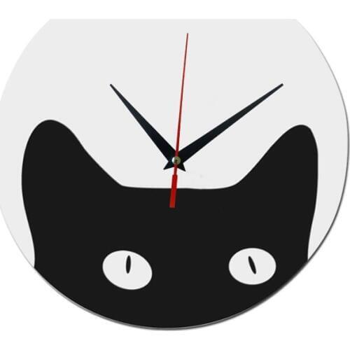 Top sale quartz wall clocks acrylic mirror watch modern cat horloge digital clock home decor Living Room stickers Single Face