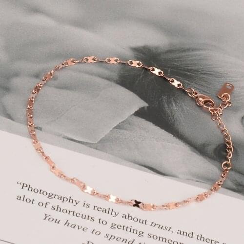 Fashion Rose Gold Color Anklet Women Number Shape Link Chains Ankle Bracelet Cheville Foot Jewelry Stainless Steel Never Fade