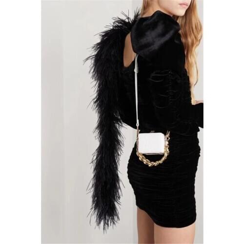 Fashion Female Bag Pu Box Women Money Evening Clutch Bag Thick Chain Wedding Dinner Purse and Handbag Luxury Designer Tote Bag