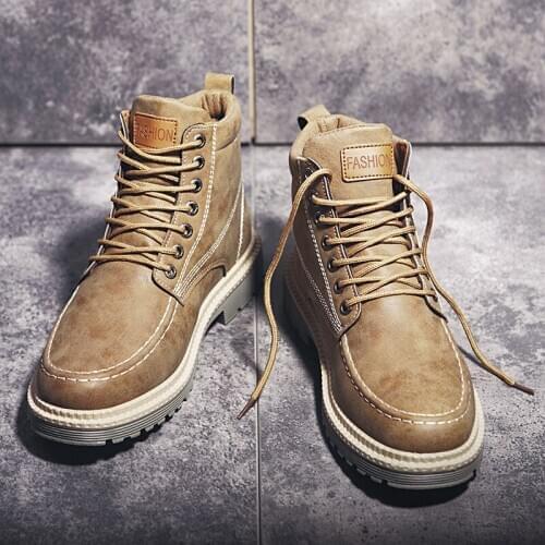 2020 New Men Boots Leather Spring Autumn Vintage Style Ankle Boots Men Lace Up Footwear Fashion Casual Shoes Men Botas Hombre