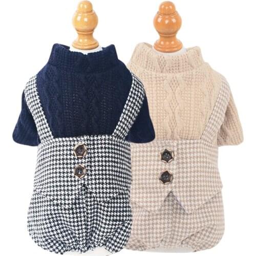 Soft Warmly Plaid Winter Dog Clothes Four Legs Pet Costume For Small Puppy Dog Clothes Kawaii Comfortable Pet Clothing 2 Colors