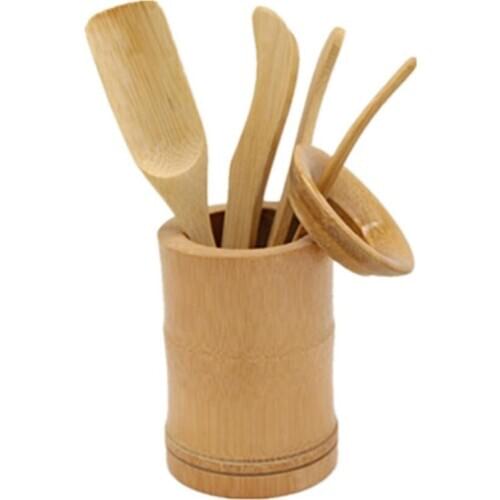 6Pcs/set Tea Ceremony Utensils Set Bamboo Teaspoons Tea Needle Tea Tweezer Clip Strainer Tong Tube Wooden Teaware