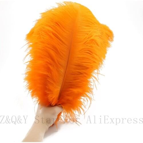 Natural beautiful 35-40CM (14-16 inches) ostrich hair 10-100 pieces dyed orange DIY craft jewelry clothing decoration feathers
