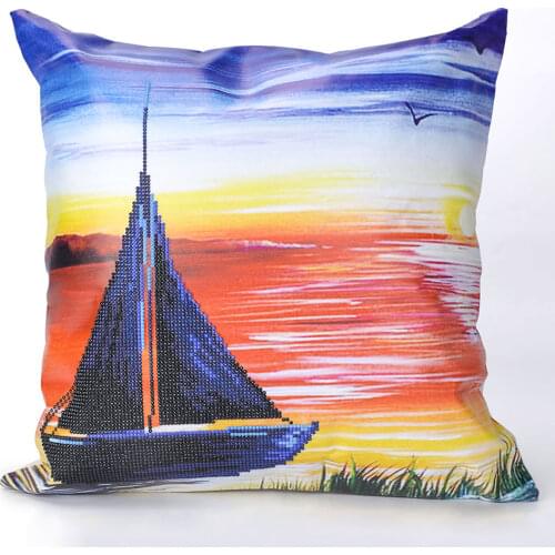 Diamond Painting Cushion Cover Replacement Pillow Case Decor Landscape Partial DIY Mosaic Cross Stitch Throw Pillows for Couch