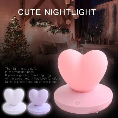USB Rechargeable Night Light Love Shaped Silicone Night Lights Touch Sensor Bedroom Bedside Lamp For Kids Valentines Day Gift