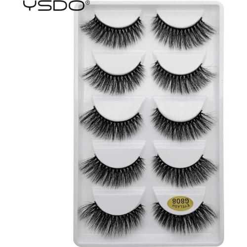 YSDO mink eyelashes 5 pairs false eyelashes makeup 3d mink strip lashes natural lashes long eyelashes fake lashes fluffy lashes