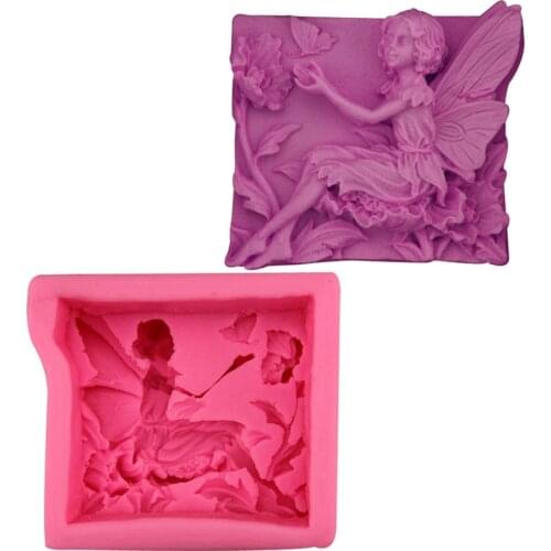 New DIY Angel Sitting Posture Holding Butterfly Flower Soap Mold Handmade Soap Mold Soap Mold Silicone Soap Mold