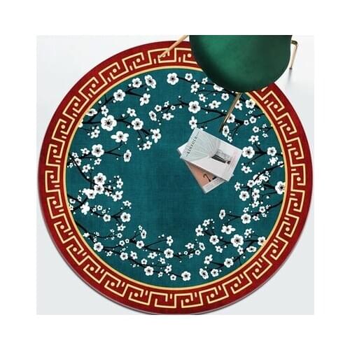 New China Style Circular Carpet Flower Fashion Bedroom Lliving Room Non-Slip Mat