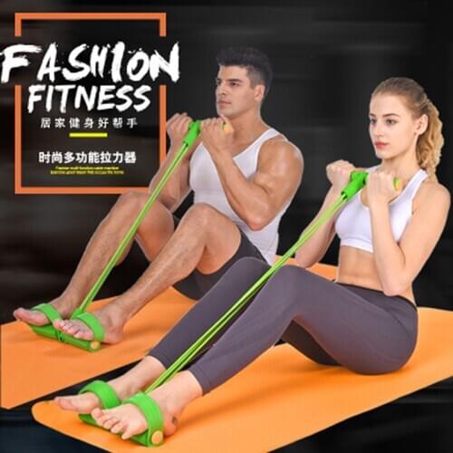 Fitness Equipment 4 Tube Tension Trainer Sports Foot Expander Chest Pull Leg Latex Draw Rope Gymnastics Rope Resistance Bands
