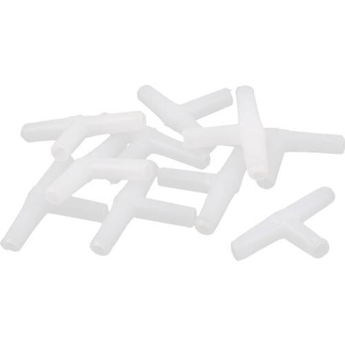 Plastic Tee Shape Aquarium 3-Way Air Valve Connectors 10 Pcs White