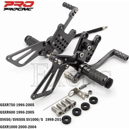 For Suzuki GSXR 600 750 1000 K1-K5 SV 650 SV650S SV1000/S 1998-2014 CNC Motorcycle Foot Pegs Rest Rearset Rear Set Footrest