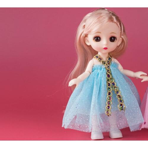 New 17cm Movable Jointed BJD Dolls Cute Face Doll Baby Girl Dress Up with Fashion Dress Play House Kids Toys for Girls Gift