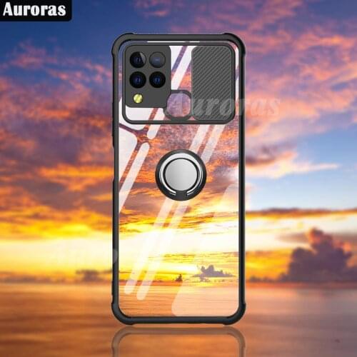 Auroras For Infinix Hot 10S Case Anti-fall Airbag Case Shockproof With Ring Soft Frame Cover For Infinix Hot 10 S Case