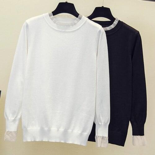 Autumn Winter O-NECK oversize thick Sweater pullovers Women 2021 loose cashmere Lace kint Sweater Pullover female Long Sleeve