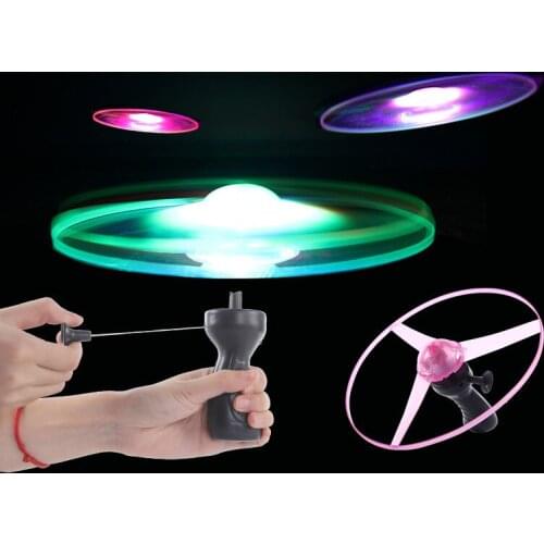 Fun outdoor sports pull string flying saucer toy LED lighting flying saucer parent-child interaction creative childrens toy