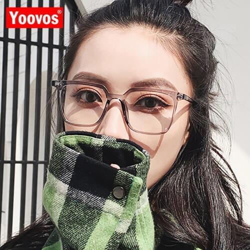 Yoovos Square Glasses Frame 2021 Plastic Women Glasses Frame Clear Lens Retro Eyeglasses Frames For Women Lunette De Vue Femme