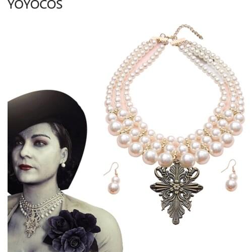 YOYOCOS Alcina Dimitrescu Jewelry Cosplay New Necklace Earring Lady Dimitrescu Halloween Party Village Cosplay Props Accessories