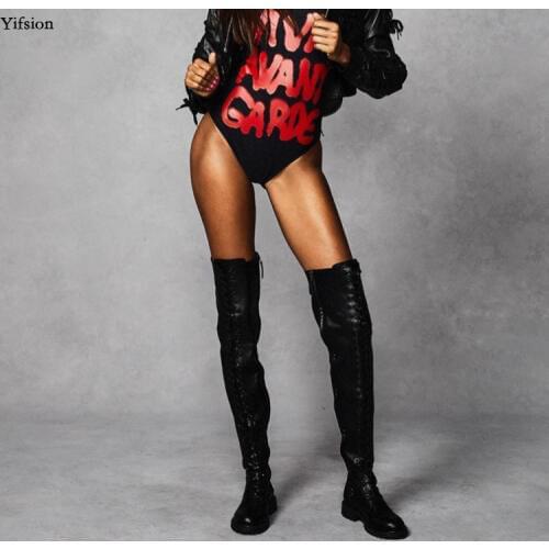 Olomm New Fashion Women Over The Knee Boots Comfort Square Low Heels Boots Round Toe Elegant Black Shoes Women US Size 5-15