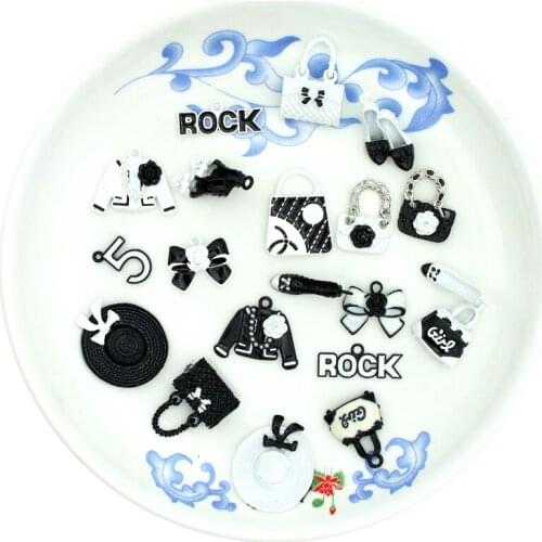 10pcs Random Mix Shoes Clothes Hats Bags Letter Bows Spray Paint Suitable For Earring Bracelets Jewelry Accessories Shoe Patches