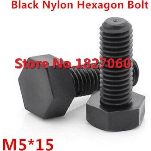 100 Pieces M5*15 Black Nylon Hexagon Socket Bolt Plastic Hex Head Set Screw