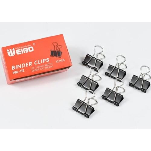 112Metal Binder Clips Black Clips 12Pcs Home Office Books File Paper Clip Food Clips Strong clamping force Easy classification