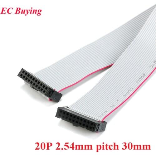 2.54mm pitch FC-20 JTAG ISP AVR Download Cable Wire Line 20P 20pin 30CM 300mm Connector Gray Flat Ribbon Data Cable 28AWG
