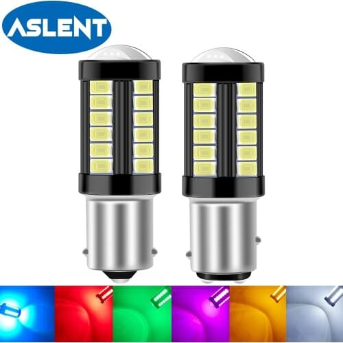 2X P21W LED PY21W BAYU15S BA15S T20 W21/5W for LADA DRL P21/5W 1800LM Car Light Bulb 7440 BAY15D W21W 1157 Red White Yellow 1156