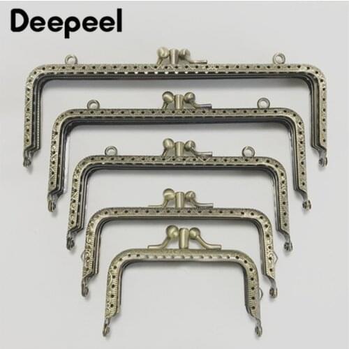 3/5pcs 8.5/10.5/12.5/15/18cm Square Embossed Three-fold Kiss Clasp Purse Frame DIY Handbag Handles Hardware Wallet Bags Brackets