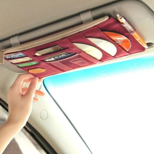 4 Colors Car Sun Visor CD Storage Bag Multifunction Card Storage Bag Organizer Pouch Hanging Bag Card Holder