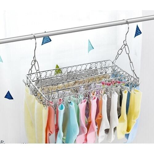 Balcony Folding Shoe Drying Rack Stainless Steel Laundry Towel Storage 100 Clips Large Capacity Convenient Clothes Airer