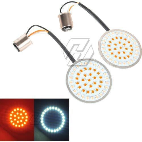 2" Inserts 1157 LED Motorcycle Front Turn Signal Light Panel Case for Harley Sportster 883 1200 Softail Touring Dyna 2011-2018