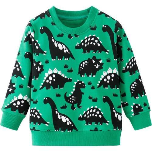 Children Dinosaurs Sweatshirts Cotton Boys Girls Tops for Autumn Winter Animals Printed Kids Shirts Long Sleeve Baby Clothing