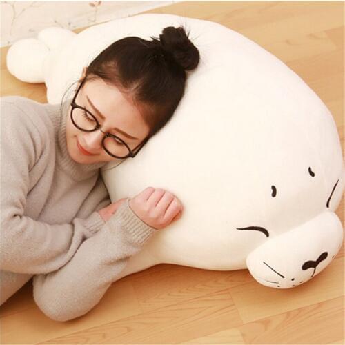 Fancytrader Seal Plush Baby Doll Large Stuffed Cartoon Animal Arctic Seal Toy White Bear Kids Gift Pillow 39inches 100cm