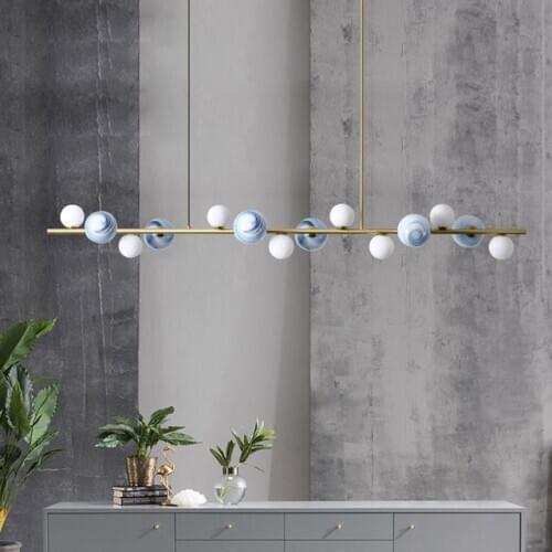 Horizontal Ceiling Hanging Chandelier Lights Kitchen Island Linear Bar Pendant Lamp Dining Room Restaurant Lighting Fixtures