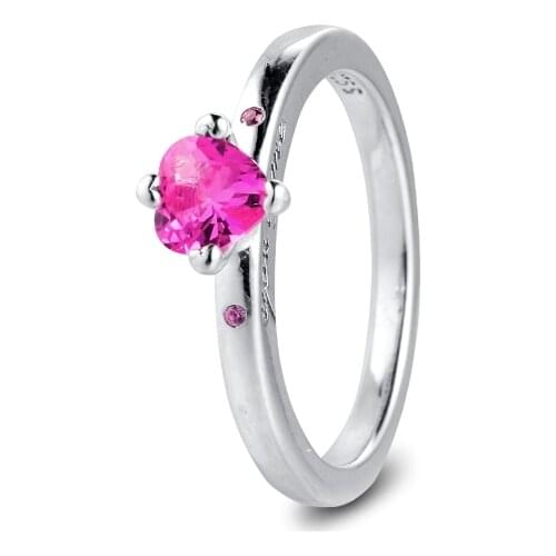 CKK Ring You & Me Rings Red Heart for Women Men Anillos Mujer 925 Sterling Silver Jewelry Wedding Aneis Hombre