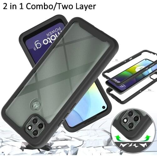 Combo Drop resistance Rugged Case For Motorola Moto G9 Power Heavy Duty Defender Armor Shield Anti-Skid Clear Cover