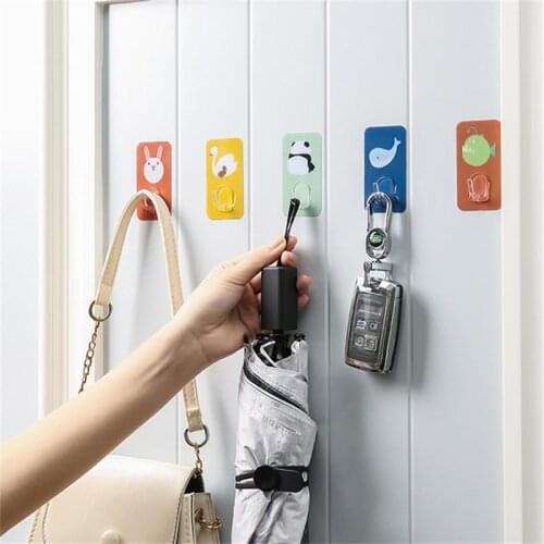 10pcs Creative Cute Wall Hook Free Punching Seamless Hook Load-bearing Powerful Self Adhesive Hanger Kitchen Bathroom Organizer