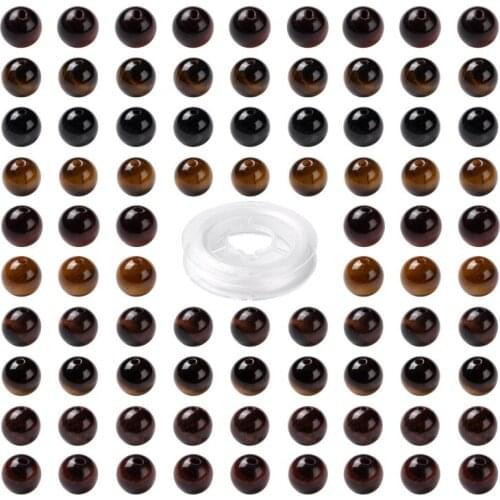 8mm Natural Tiger Eye Round Beads Stone Loose Beads for Jewelry Making DIY Stretch Bracelet Accessories Handmade Kits 100pcs/Box
