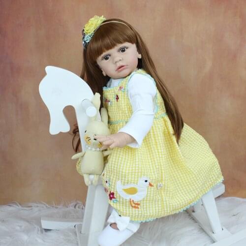 60 CM Soft Silicone Reborn Baby Doll Toy For Girl Lifelike 24 Inch Vinyl Long Hair Princess Toddler Tayra Dress Up Alive Bebe